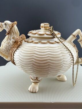 Nini Signed Miniature Griffin Dragon Teapot Trinket Box 4.5”x3.5”